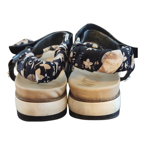 Sam Edelman Ashie Floral fabric leather slingback wedge sandal sz 7.5 shoes - Picture 5 of 15